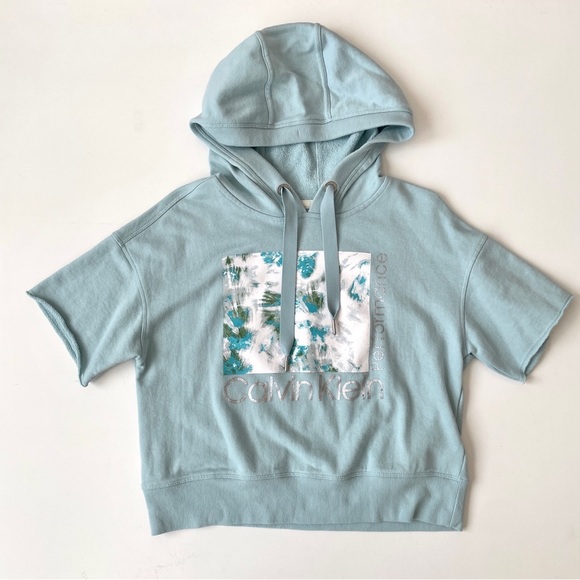 Calvin Klein Performance Short-Sleeve Hoodie, Size S Small Activewear - Picture 1 of 13